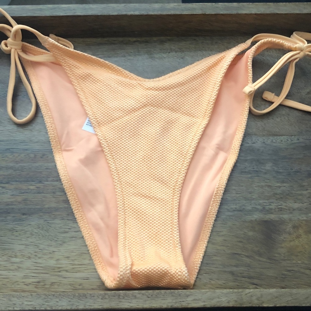 aerie Peach Textured Tie-Side Bikini Bottoms